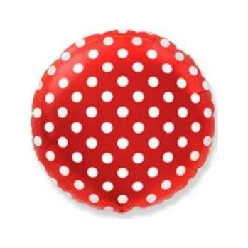 Balónek Balón foliový Kulatý červený s bílými puntíky 45 cm