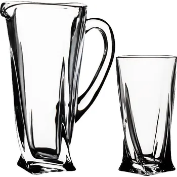 Sklenice Crystalite Bohemia Quadro set sklenice a džbán 6+1, 350 ml