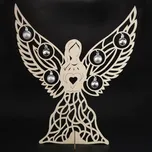 AMADEA Dřevěný 3D anděl s kuličkami, 48x40 cm