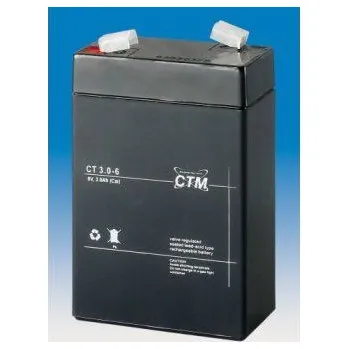 Záložní baterie CTM Components GmbH, Německo Olověný akumulátor CTM 6V 3Ah faston F1-4,7mm