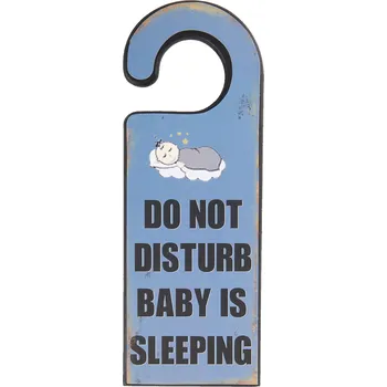 Dřevěná deska na kliku Baby is sleeping - 11*1*30 cm