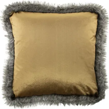 Dekorativní polštářek Měděný sametový polštář lemovaný kožešinou Copp - 45*45*10cm