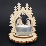 AMADEA Dřevěný svícen betlém, 10 cm