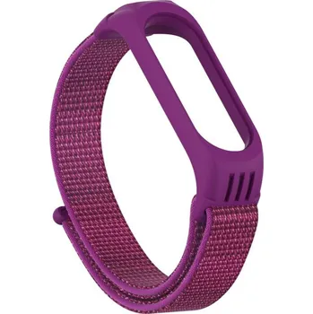 eses Nylonový řemínek se silikonovým lůžkem pro Xiaomi Mi Band 3, 4, 5 - Fialovo růžový