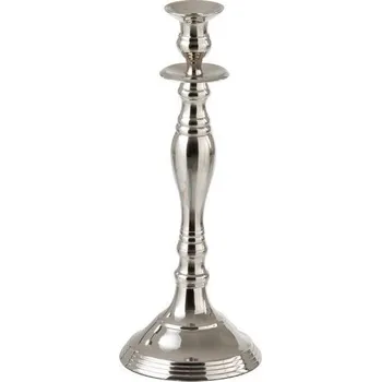 Svícen Stříbrný kovový svícen - Ø 13*34cm