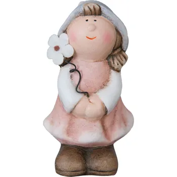 Dekorace dívka s květinou - 6*5*10 cm