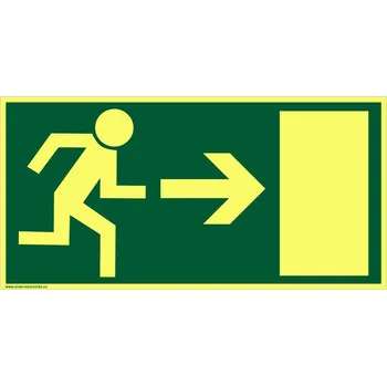 Fotoluminiscenční únikové značení - vpravo Provedení: FTL samolepka 200x100mm