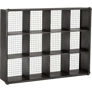Knihovna Černý kovový nástěnný policový regál - 121*26*91cm