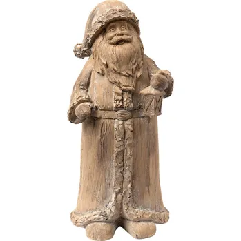 Vánoce Hnědá dekorace Santa s lucernou - 11*9*24 cm