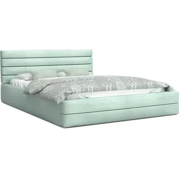 Postel Čalouněná postel TOPAZ mátová 180x200 semiš s kovovým roštem