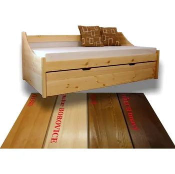 Postel Via-nábytek Postel s přistýlkou Apolo masiv borovice Povrchová úprava postele: Moření odstín ořech, Rozměry postele: 90 x 200