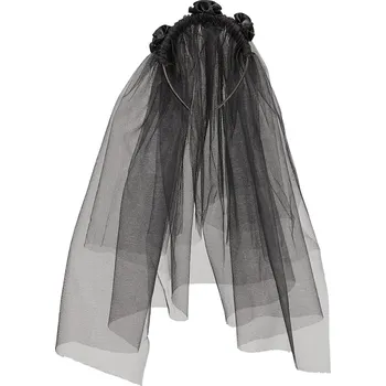 Karnevalový doplněk Widmann Černý závoj s růžemi