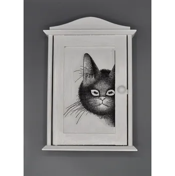 Skříňka na klíč Skříňka na klíče Kočka a myšky v očích (Věšáčky na klíče, klíčenky s kočkou)