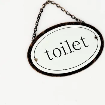 Plechová cedule Kovová cedule na dveře TOILET 12x8cm