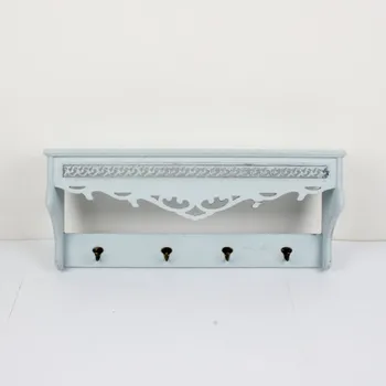 Věšák Nástěnný věšák dřevěný s policí 76x18x33cm VYŘAZENO