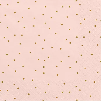 Papírový ubrousek Ubrousky papírové světle růžové se zlatými puntíky 33x33 cm, 20 ks
