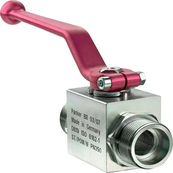 Ventil Parker Dvoucestný kulový kohout KH, 2/2, přip. EO24° - trubka 10mm, závit - M16x1,5