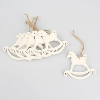 Vánoční ozdoba Dřevěná ozdoba na stromeček koníci 6ks 4x7cm