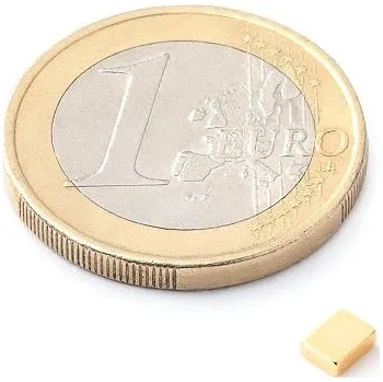 Dekorativní magnet Neodymový magnet kvádr 4 × 3 × 1,3 mm, pozlacený, síla 230 g