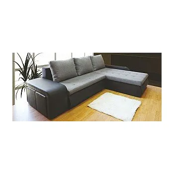 Sedací souprava Sedací souprava QUEEN+2xtaburet (B) ekokůže bílá/ sawana 25 hnědá