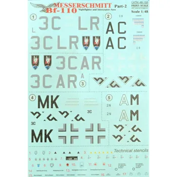 Plastikový model Print Scale 1/48 Bf-110 Nightfighter&Interceptor Pt.1 (decals)