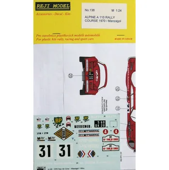 Plastikový model Reji model 1/24 Alpine A110 Rallye T.de Corse 1970 (Manzagol)