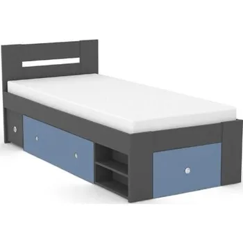 Postel Postel Rea Larisa 90 x 200cm s čely-grafit Grafit/modrá