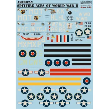 Plastikový model Print Scale 1/72 American Spitfire Aces of WWII (wet decals)
