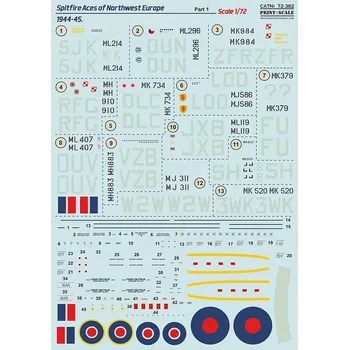 Plastikový model Print Scale 1/72 Spitfire Aces of NW Europe 1944-45, part 1