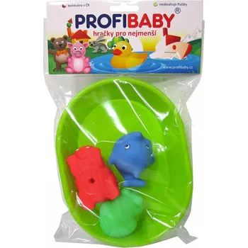 Profibaby Koupací set vanička + zvířátko gumové 3ks do vody 3 barvy v sáčku