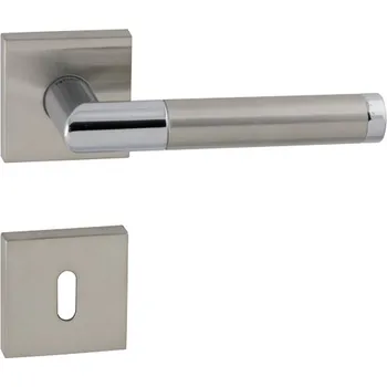 Dveřní kování klika TI - PRADO - HRN 792Q Provedení: madlo fix/kl. levá + PZ rozety (otvor pro vložku), Povrch: BN / OC / BN - broušená nerez / chrom lesklý / broušená nerez ( 67 ) 8584138012330