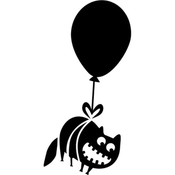 Samolepicí dekorace na vozidlo Samolepka kočka na balónku na auto a motorku, tuning nálepka (5145)