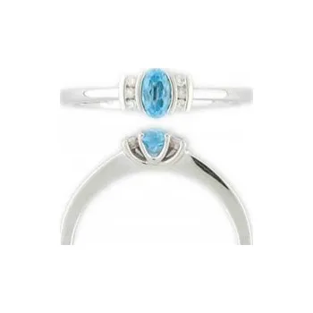 Prsten Klenoty Budín Prsten s diamantem, bílé zlato briliant, modrý topaz (blue topaz) 3860461-0-53-93 (Klenoty Budín Prsten s diamantem, bílé zlato briliant, modrý topaz (blue topaz) 3860461-0-53-93)