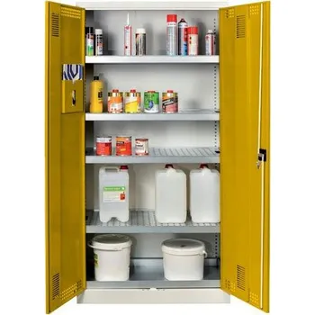 Manutan Expert Skříň na uskladnění kapalin, 1950 x 950 x 500 mm, šedá/žlutá