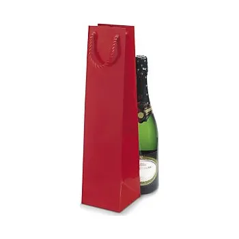 Dárková taška Dárková taška na láhve z lakovaného papíru 100x100x400mm, červená - Balení po 1 ks