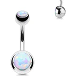 Šperky4U Piercing do pupíku - banánek opál - BS1063-WH