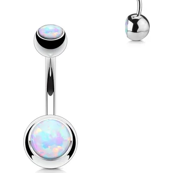 Piercing Šperky4U Piercing do pupíku - banánek opál - BS1063-WH