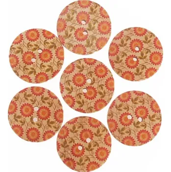 Knoflík Knoflík dřevěný 40“ (25,4 mm) Květ - oranžová mrkvová