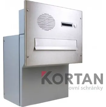 Poštovní schránka 1x poštovní schránka F-042 k zazdění do sloupku + čelní deska s 1x zvonkem a HM URMET - NEREZ / šedá