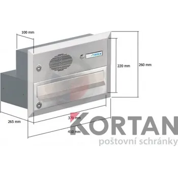 Poštovní schránka 1x poštovní schránka B-017 k zazdění do sloupku s 1x zvonkem a HM URMET + orámování L profilem - NEREZ / šedá