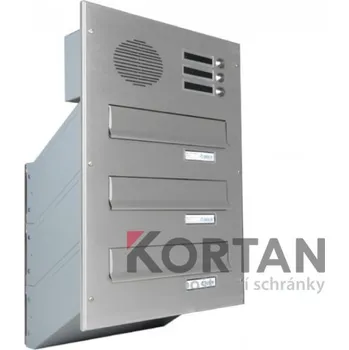 Poštovní schránka 3x poštovní schránka D-041 šikmá k zazdění do sloupku + čelní deska s 3x zvonkem a HM URMET - NEREZ