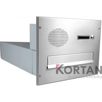 Poštovní schránka 1x poštovní schránka B-042 rovná k zazdění do sloupku + čelní deska s 1x zvonkem a přípravou pro HM - NEREZ / šedá