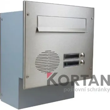 Poštovní schránka 1x poštovní schránka F-046 k zazdění do sloupku + čelní deska s 2x spodním zvonkem a HM URMET - NEREZ / šedá