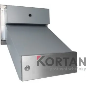 Poštovní schránka 1x poštovní schránka D-042 šikmá k zazdění do sloupku + čelní deska s 1x zvonkem a HM URMET - NEREZ / šedá