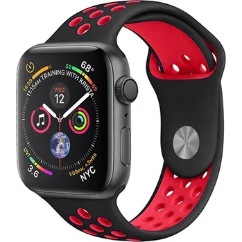 Příslušenství k chytrým hodinkám eses Silikonový řemínek pro Apple Watch - Černo červený, S, M, L - 38mm, 40mm, 41mm