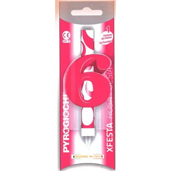 Party dekorace Dortová fontána číslo 6 růžová Pyrogiochi x41146