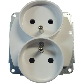 Elektrická zásuvka KARLIK Dvojitá zásuvka stříbrná metalická s uzemněním