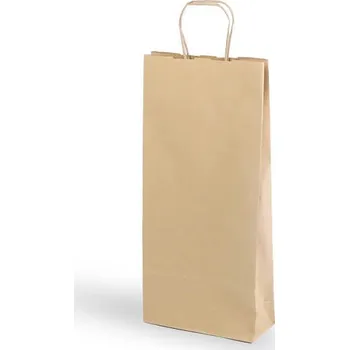 Dárková taška Papírová taška na 2 lahve, hnědá
