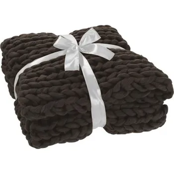 Přehoz na lůžko Pletený šedý pléd Tricot dark grey - 152*127 cm