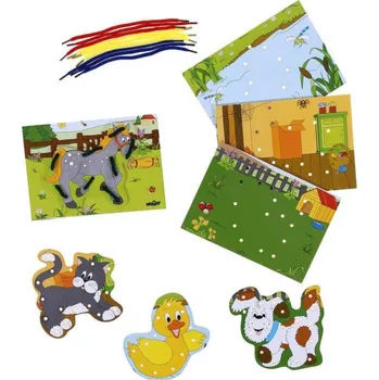 Dřevěná hračka Dřevěné hračky - Prošívací krabička - Zvířátka